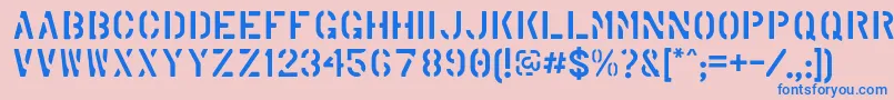 MarshStencilRegular Font – Blue Fonts on Pink Background