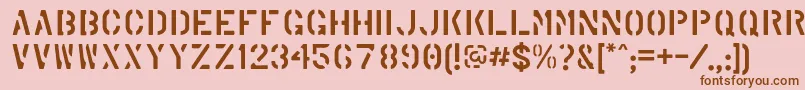 MarshStencilRegular Font – Brown Fonts on Pink Background