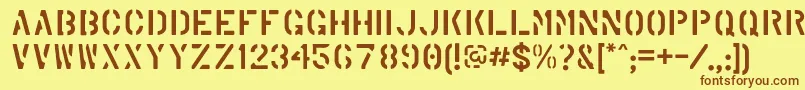 MarshStencilRegular Font – Brown Fonts on Yellow Background