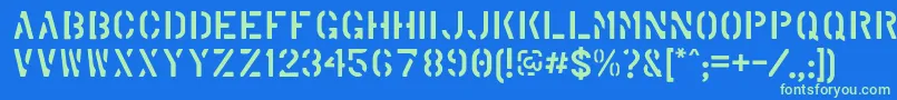 MarshStencilRegular Font – Green Fonts on Blue Background