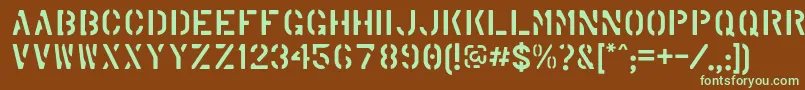 MarshStencilRegular Font – Green Fonts on Brown Background