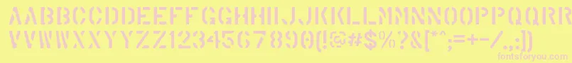 MarshStencilRegular Font – Pink Fonts on Yellow Background