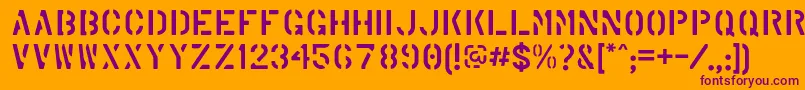 MarshStencilRegular Font – Purple Fonts on Orange Background