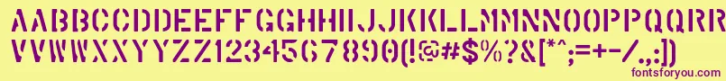 MarshStencilRegular Font – Purple Fonts on Yellow Background