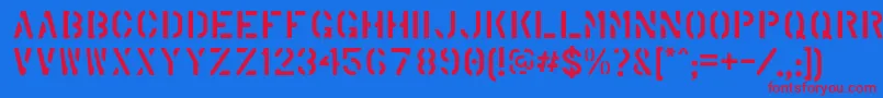 MarshStencilRegular Font – Red Fonts on Blue Background