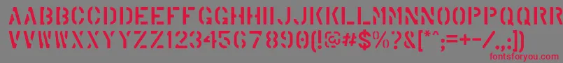 MarshStencilRegular Font – Red Fonts on Gray Background