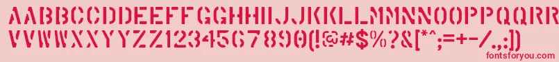 MarshStencilRegular Font – Red Fonts on Pink Background