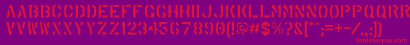 MarshStencilRegular-Schriftart – Rote Schriften auf violettem Hintergrund