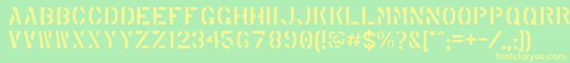 MarshStencilRegular Font – Yellow Fonts on Green Background