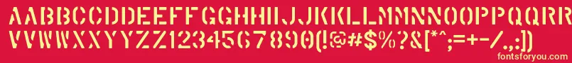 MarshStencilRegular Font – Yellow Fonts on Red Background