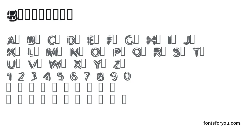 Schriftart Bootyneck – Alphabet, Zahlen, spezielle Symbole