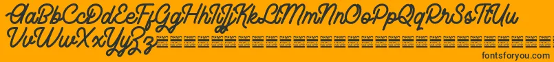 RhaikaneDemo-Schriftart – Schwarze Schriften auf orangefarbenem Hintergrund