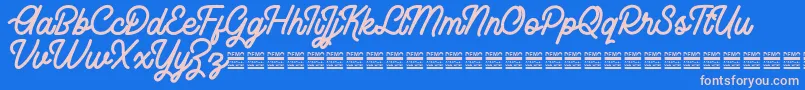 フォントRhaikaneDemo – ピンクの文字、青い背景