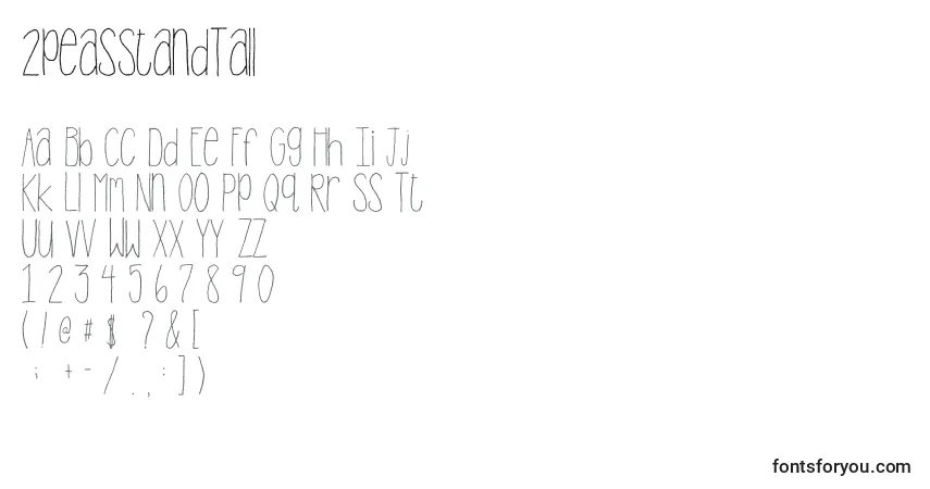 Schriftart 2peasStandTall – Alphabet, Zahlen, spezielle Symbole