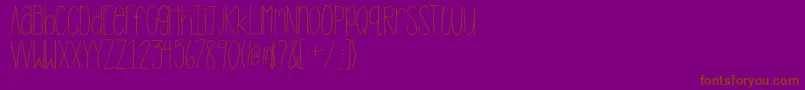 2peasStandTall-Schriftart – Braune Schriften auf violettem Hintergrund