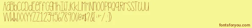 2peasStandTall Font – Brown Fonts on Yellow Background