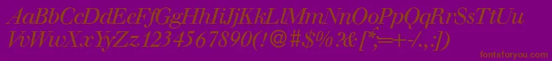 Fonte WalbaumdisplayItalic – fontes marrons em um fundo roxo