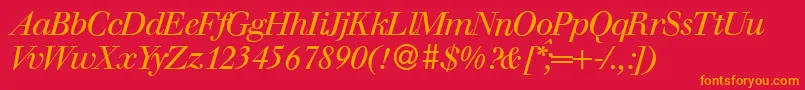 WalbaumdisplayItalic Font – Orange Fonts on Red Background