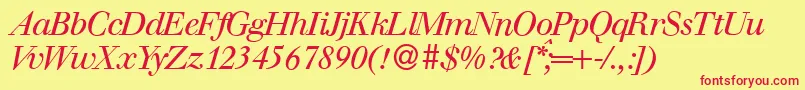 WalbaumdisplayItalic Font – Red Fonts on Yellow Background