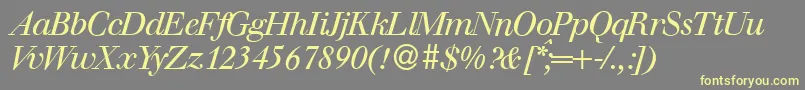 Шрифт WalbaumdisplayItalic – жёлтые шрифты на сером фоне