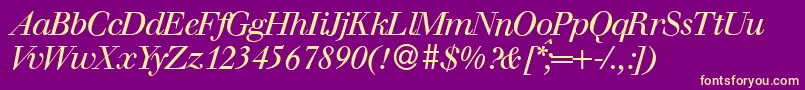 WalbaumdisplayItalic Font – Yellow Fonts on Purple Background