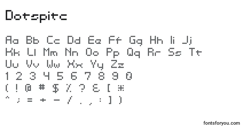 A fonte Dotspitc – alfabeto, números, caracteres especiais