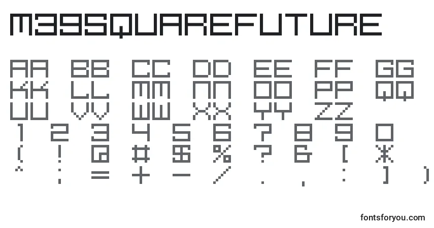 Czcionka M39Squarefuture – alfabet, cyfry, specjalne znaki