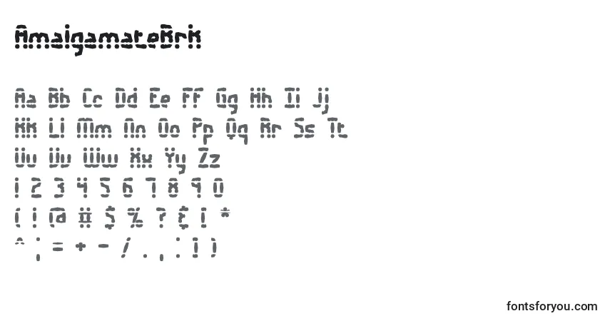 A fonte AmalgamateBrk – alfabeto, números, caracteres especiais