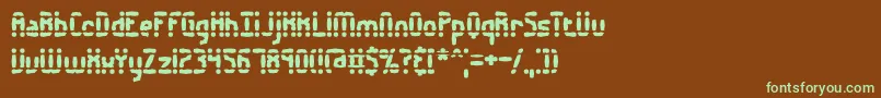 フォントAmalgamateBrk – 緑色の文字が茶色の背景にあります。