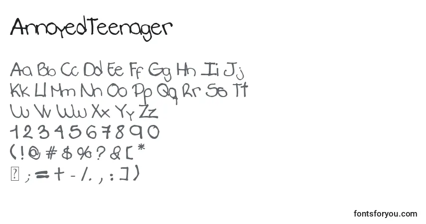 AnnoyedTeenager Font – alphabet, numbers, special characters