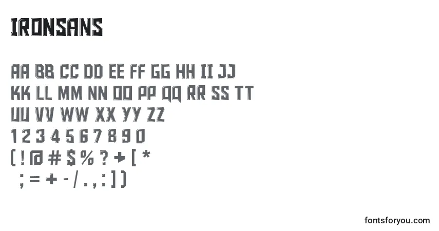 A fonte Ironsans – alfabeto, números, caracteres especiais