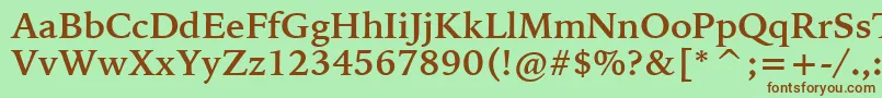 フォントBitstreamIowanOldStyleBoldBt – 緑の背景に茶色のフォント