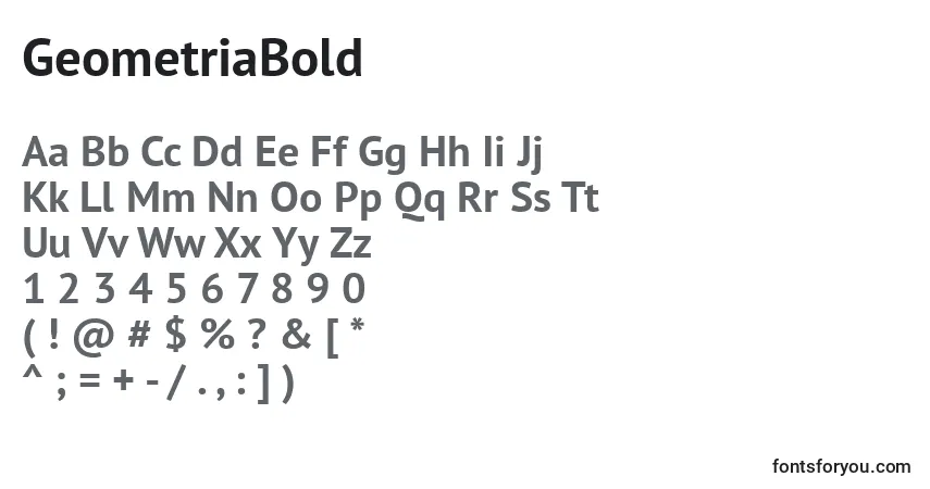 Шрифт GeometriaBold – алфавит, цифры, специальные символы
