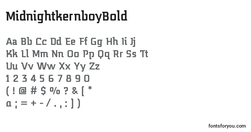 A fonte MidnightkernboyBold (78905) – alfabeto, números, caracteres especiais