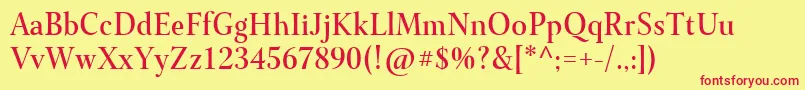 Juste Font – Red Fonts on Yellow Background
