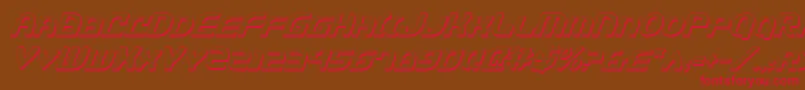 JannisariesShadowItalic-fontti – punaiset fontit ruskealla taustalla