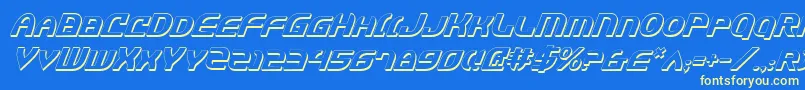 JannisariesShadowItalic Font – Yellow Fonts on Blue Background