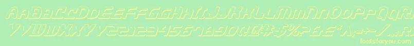 フォントJannisariesShadowItalic – 黄色の文字が緑の背景にあります