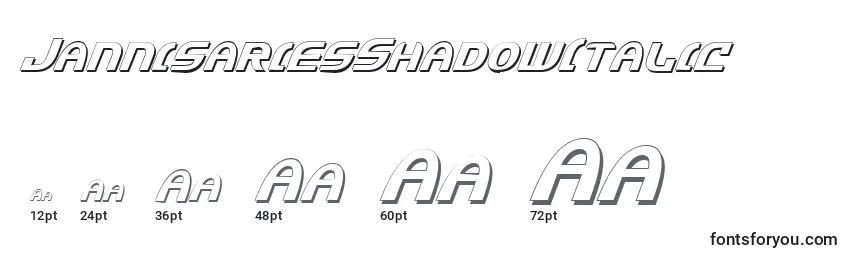 Размеры шрифта JannisariesShadowItalic