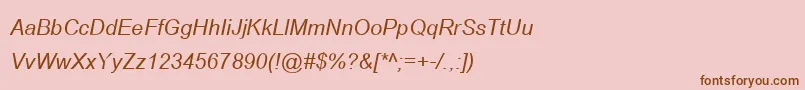BrowalliaNewItalic-Schriftart – Braune Schriften auf rosa Hintergrund