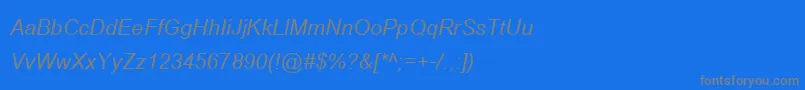 BrowalliaNewItalic-Schriftart – Graue Schriften auf blauem Hintergrund