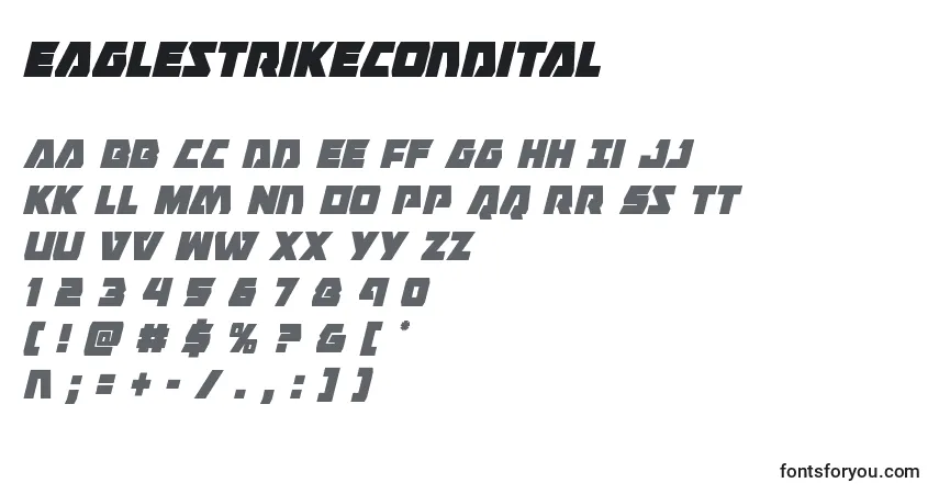 Schriftart Eaglestrikecondital – Alphabet, Zahlen, spezielle Symbole