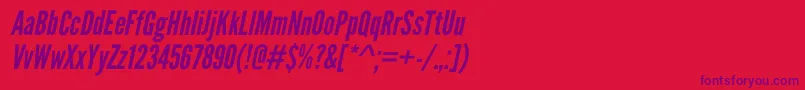LeaguegothicItalic Font – Purple Fonts on Red Background