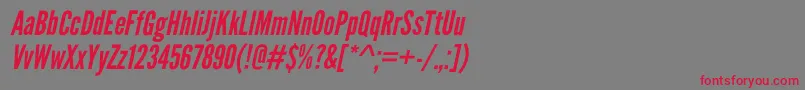 LeaguegothicItalic Font – Red Fonts on Gray Background