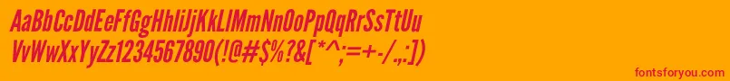 LeaguegothicItalic Font – Red Fonts on Orange Background