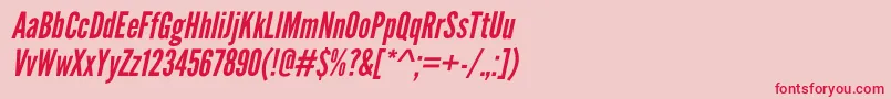 LeaguegothicItalic Font – Red Fonts on Pink Background