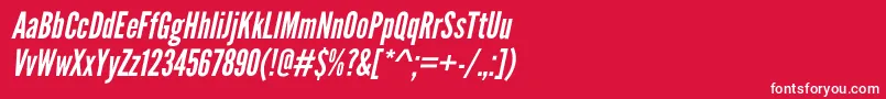 フォントLeaguegothicItalic – 赤い背景に白い文字