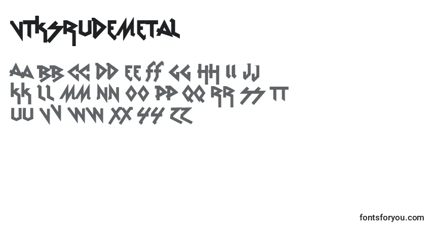 Czcionka VtksRudeMetal – alfabet, cyfry, specjalne znaki
