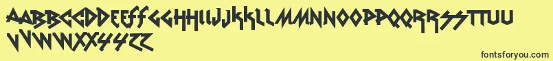 Fonte VtksRudeMetal – fontes pretas em um fundo amarelo
