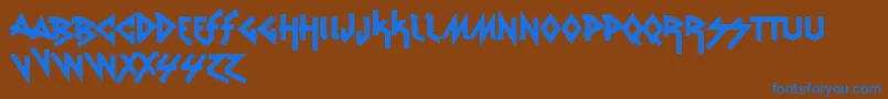 VtksRudeMetal-Schriftart – Blaue Schriften auf braunem Hintergrund